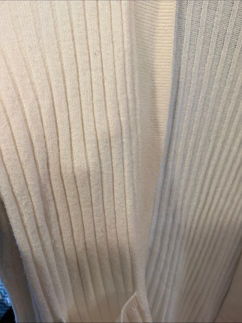 LOFT Cream Ribbed Open-Front Long Cardigan - Picture 3 of 5